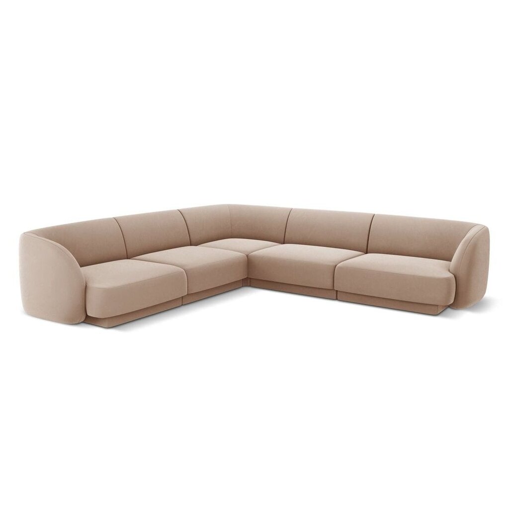 Aksominė simetrinė kampinė sofa Micadoni Miley, 252 x 252 x 74, smėlio kaina ir informacija | Sofos | pigu.lt