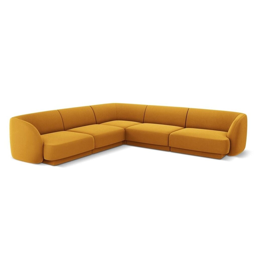 Aksominė simetrinė kampinė sofa Micadoni Miley, 252 x 252 x 74, geltona цена и информация | Sofos | pigu.lt