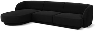 Aksominė kairinė kampinė sofa Micadoni Miley, 259 x 155 x 74, juoda kaina ir informacija | Sofos | pigu.lt