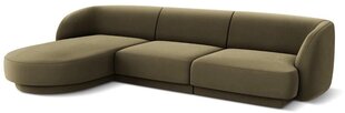 Aksominė kairinė kampinė sofa Micadoni Miley, 259 x 155 x 74, žalia kaina ir informacija | Sofos | pigu.lt