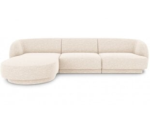 Kairinė kampinė sofa Micadoni Miley, 259 x 155 x 74 cm, balta kaina ir informacija | Sofos | pigu.lt