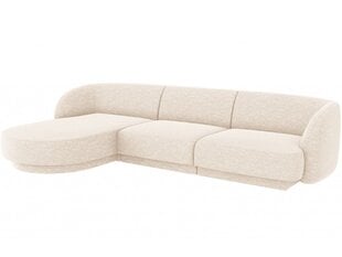 Kairinė kampinė sofa Micadoni Miley, 259 x 155 x 74 cm, balta kaina ir informacija | Sofos | pigu.lt