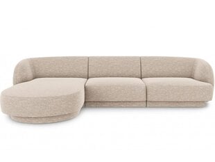 Kairinė kampinė sofa Micadoni Miley, 259 x 155 x 74 cm, smėlio kaina ir informacija | Sofos | pigu.lt