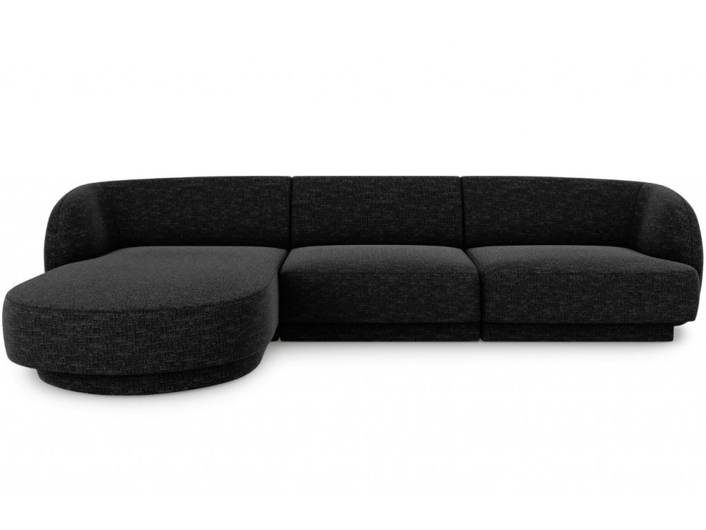 Kairinė kampinė sofa Micadoni Miley, 259 x 155 x 74 cm, juoda kaina ir informacija | Sofos | pigu.lt