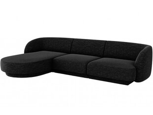 Kairinė kampinė sofa Micadoni Miley, 259 x 155 x 74 cm, juoda kaina ir informacija | Sofos | pigu.lt