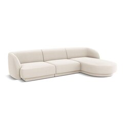 Aksominė dešininė kampinė sofa Micadoni Miley, 259 x 155 x 74, balta kaina ir informacija | Sofos | pigu.lt