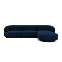 Aksominė dešininė kampinė sofa Micadoni Miley, 259 x 155 x 74, mėlyna kaina ir informacija | Sofos | pigu.lt