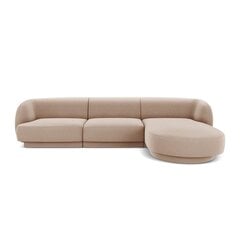 Aksominė dešininė kampinė sofa Micadoni Miley, 259 x 155 x 74, smėlio kaina ir informacija | Sofos | pigu.lt