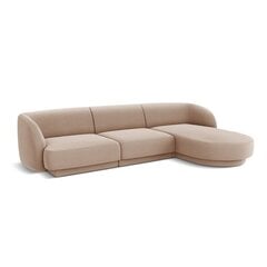 Aksominė dešininė kampinė sofa Micadoni Miley, 259 x 155 x 74, smėlio kaina ir informacija | Sofos | pigu.lt