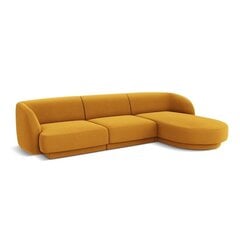 Aksominė dešininė kampinė sofa Micadoni Miley, 259 x 155 x 74, geltona kaina ir informacija | Sofos | pigu.lt