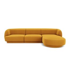 Бархатный правосторонний угловой диван Micadoni Miley, 259 x 155 x 74, желтый цена и информация | Диваны | pigu.lt