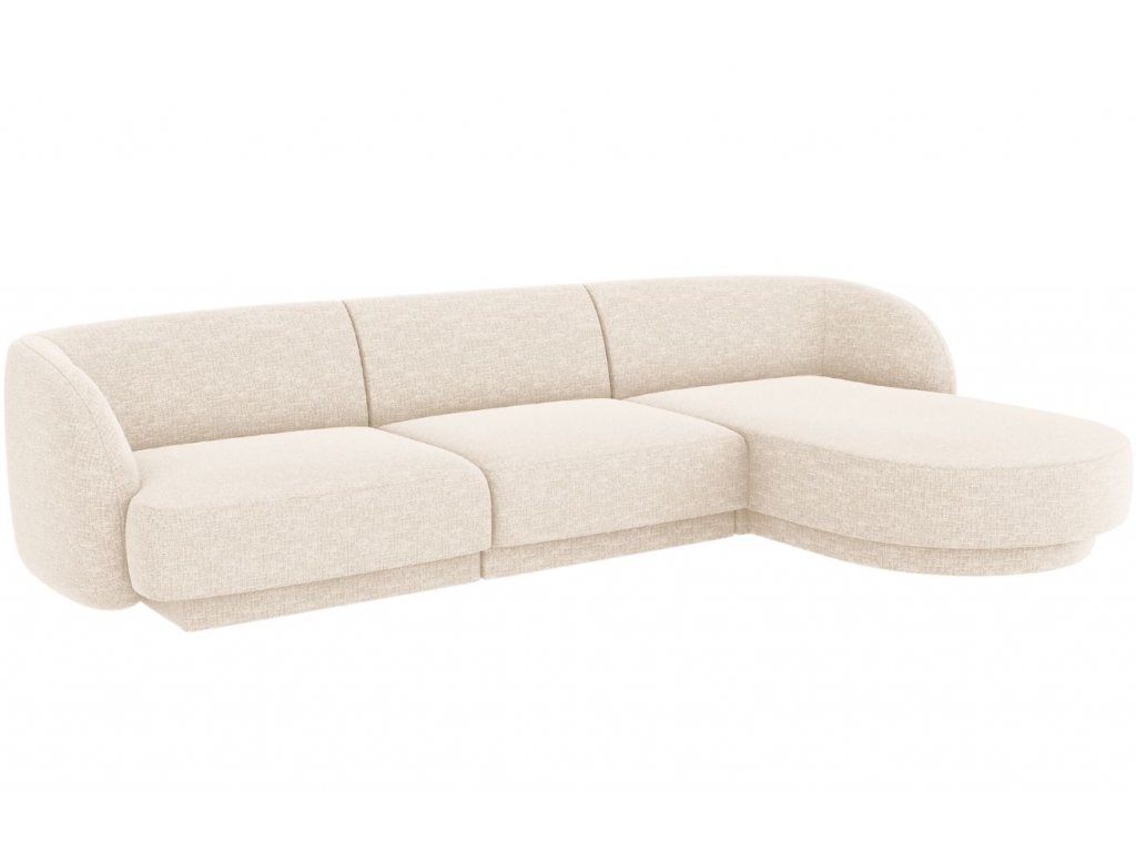 Dešininė kampinė sofa Micadoni Miley, 259 x 155 x 74 cm, balta цена и информация | Sofos | pigu.lt