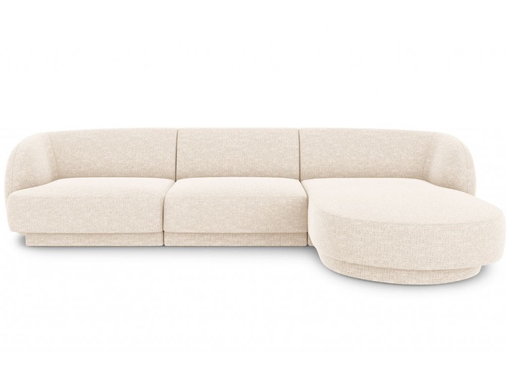 Dešininė kampinė sofa Micadoni Miley, 259 x 155 x 74 cm, balta kaina ir informacija | Sofos | pigu.lt