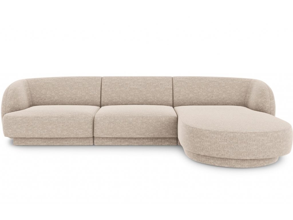 Dešininė kampinė sofa Micadoni Miley, 259 x 155 x 74 cm, smėlio kaina ir informacija | Sofos, sofos-lovos | pigu.lt