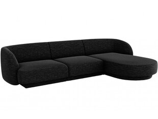 Dešininė kampinė sofa Micadoni Miley, 259 x 155 x 74 cm, juoda kaina ir informacija | Sofos | pigu.lt