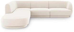 Aksominė kairinė kampinė sofa Micadoni Miley, 252 x 220 x 74, balta kaina ir informacija | Sofos | pigu.lt