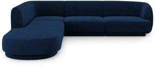 Бархатный левосторонний угловой диван Micadoni Miley, 252 x 220 x 74, синий цена и информация | Диваны | pigu.lt
