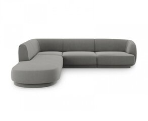 Aksominė kairinė kampinė sofa Micadoni Miley, 252 x 220 x 74, pilka kaina ir informacija | Sofos | pigu.lt