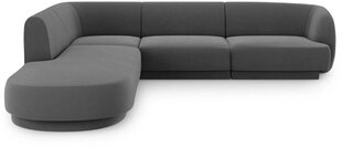 Aksominė kairinė kampinė sofa Micadoni Miley, 252 x 220 x 74, pilka kaina ir informacija | Sofos | pigu.lt
