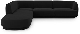 Aksominė kairinė kampinė sofa Micadoni Miley, 252 x 220 x 74, juoda kaina ir informacija | Sofos | pigu.lt