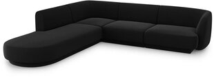 Aksominė kairinė kampinė sofa Micadoni Miley, 252 x 220 x 74, juoda kaina ir informacija | Sofos | pigu.lt