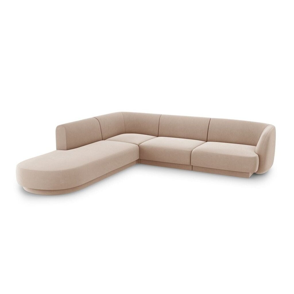 Aksominė kairinė kampinė sofa Micadoni Miley, 252 x 220 x 74, smėlio kaina ir informacija | Sofos | pigu.lt