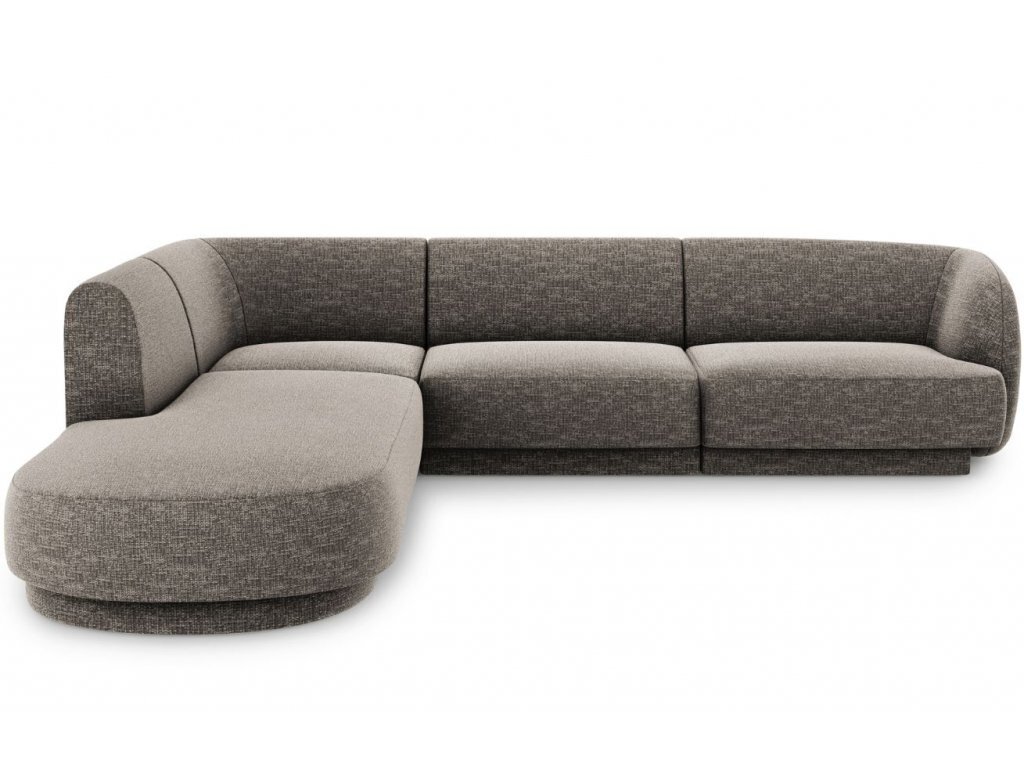 Kairinė kampinė sofa Micadoni Miley, 252 x 220 x 74 cm, pilka kaina ir informacija | Sofos | pigu.lt