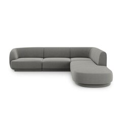 Aksominė dešininė kampinė sofa Micadoni Miley, 252 x 220 x 74, pilka kaina ir informacija | Sofos | pigu.lt