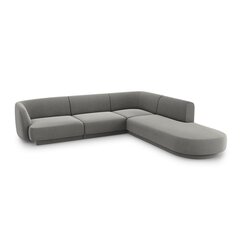 Aksominė dešininė kampinė sofa Micadoni Miley, 252 x 220 x 74, pilka kaina ir informacija | Sofos | pigu.lt