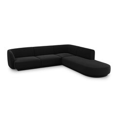 Aksominė dešininė kampinė sofa Micadoni Miley, 252 x 220 x 74, juoda kaina ir informacija | Sofos | pigu.lt