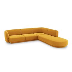 Aksominė dešininė kampinė sofa Micadoni Miley, 252 x 220 x 74, geltona kaina ir informacija | Sofos | pigu.lt