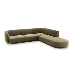 Aksominė dešininė kampinė sofa Micadoni Miley, 252 x 220 x 74, žalia kaina ir informacija | Sofos | pigu.lt