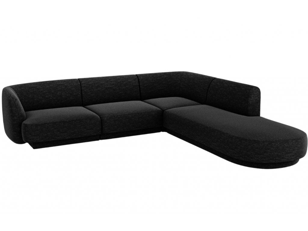 Dešininė sofa Micadoni Miley, 252 x 220 x 74 cm, juoda kaina ir informacija | Sofos | pigu.lt