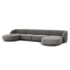 Aksominė panoraminė sofa Micadoni Miley, 334 x 155 x 74, pilka kaina ir informacija | Sofos | pigu.lt