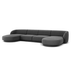 Aksominė panoraminė sofa Micadoni Miley, 334 x 155 x 74, pilka kaina ir informacija | Sofos | pigu.lt