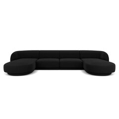 Aksominė panoraminė sofa Micadoni Miley, 334 x 155 x 74, juoda kaina ir informacija | Sofos | pigu.lt