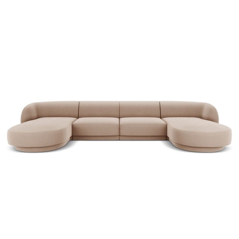 Aksominė panoraminė sofa Micadoni Miley, 334 x 155 x 74, smėlio цена и информация | Sofos | pigu.lt