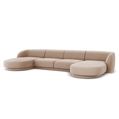 Aksominė panoraminė sofa Micadoni Miley, 334 x 155 x 74, smėlio kaina ir informacija | Sofos | pigu.lt