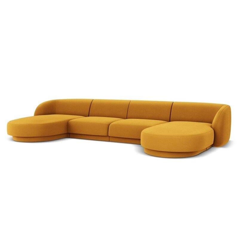 Aksominė panoraminė sofa Micadoni Miley, 334 x 155 x 74, geltona цена и информация | Sofos, sofos-lovos | pigu.lt