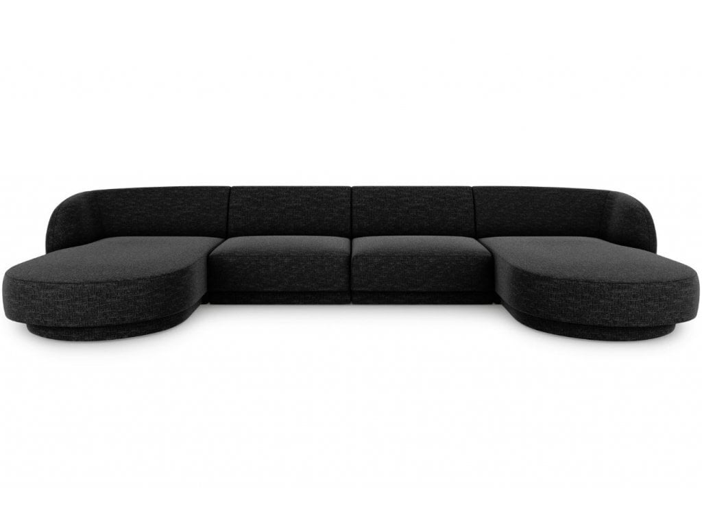 Panoraminė sofa Micadoni Miley, 334 x 155 x 74 cm, juoda kaina ir informacija | Sofos | pigu.lt