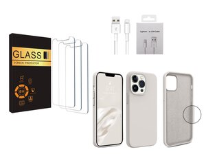 Телефонный комплект iPhone 12 PM 3 шт. очки, зарядный кабель и чехол, коричневый цена и информация | Защитные пленки для телефонов | pigu.lt