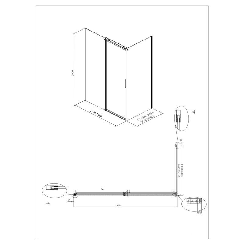 Dušo kabina Alterna Free Roller 2.0, 140x100x200 cm цена и информация | Dušo kabinos | pigu.lt