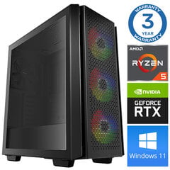 INTOP Ryzen 5 5600X 16GB 480SSD M.2 NVME RTX4060Ti 8GB WIN11Pro цена и информация | Стационарные компьютеры | pigu.lt