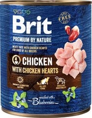 "Brit Premium By Nature" консервы с курицей и сердечками 800г цена и информация | Консервы для собак | pigu.lt