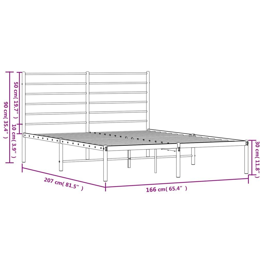 Lovos rėmas vidaXL, 160x200 cm, baltas kaina ir informacija | Lovos | pigu.lt