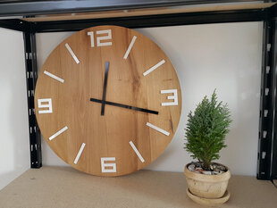 Sieninis laikrodis ArabicWoodWhiteBlack kaina ir informacija | Laikrodžiai | pigu.lt