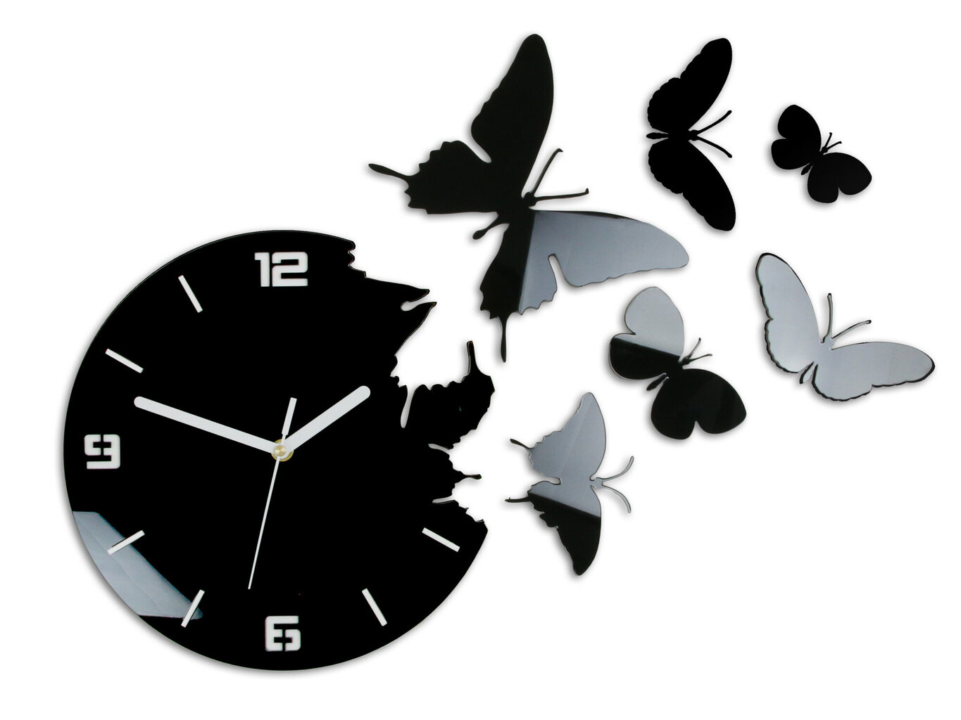 Sieninis laikrodis Butterfly3dBlack kaina ir informacija | Laikrodžiai | pigu.lt