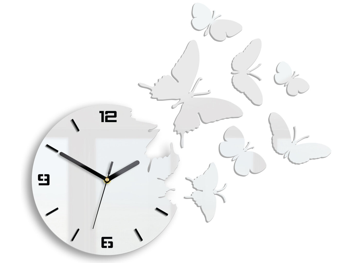 Sieninis laikrodis Butterfly3dWhite kaina ir informacija | Laikrodžiai | pigu.lt