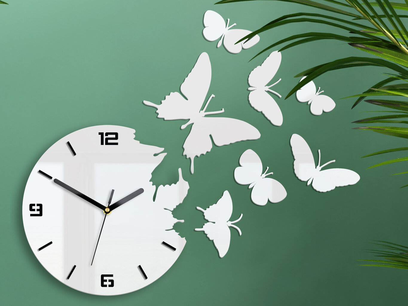 Sieninis laikrodis Butterfly3dWhite kaina ir informacija | Laikrodžiai | pigu.lt