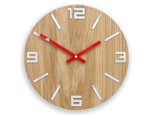 Sieninis laikrodis ArabicWoodWhiteRed kaina ir informacija | Laikrodžiai | pigu.lt